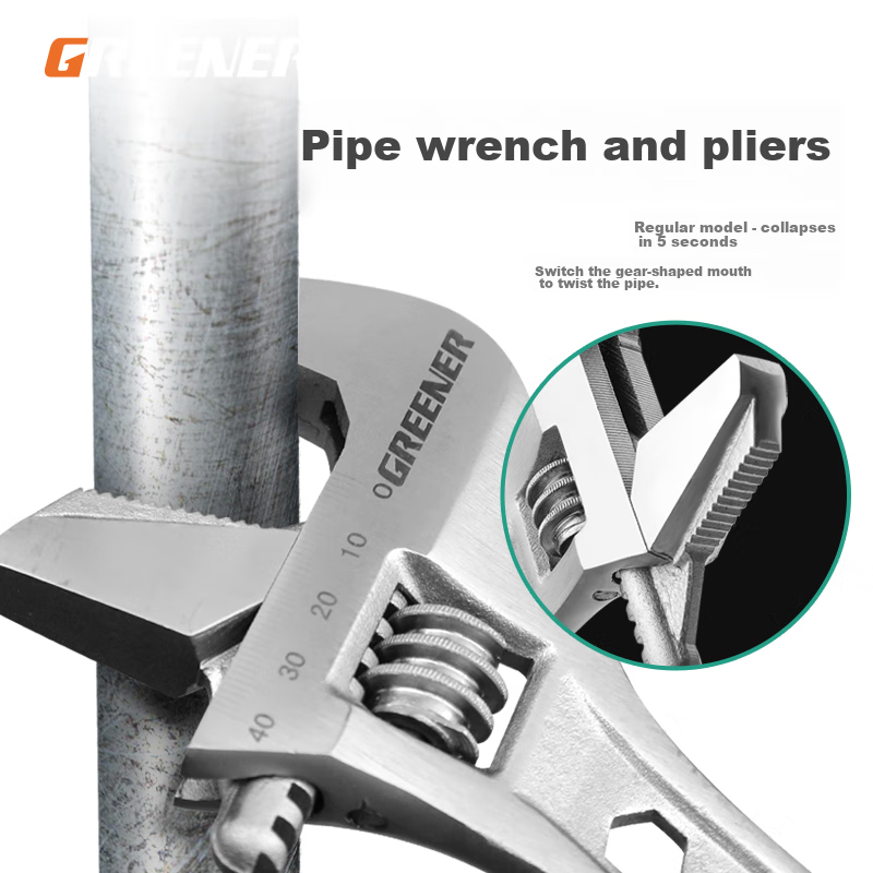 Greener Master Series Adjustable Wrench, 15-Inch Universal Open-End Multi-Functi...