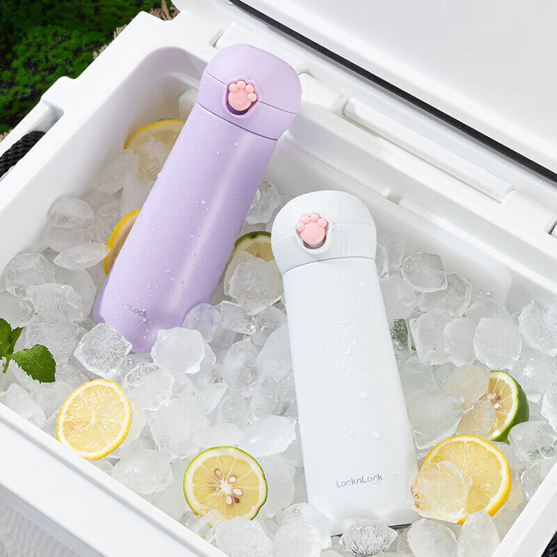 LOCK&LOCK Meow Bouncy Insulated Tumbler, Cute Portable Stainless Steel Water Cup...