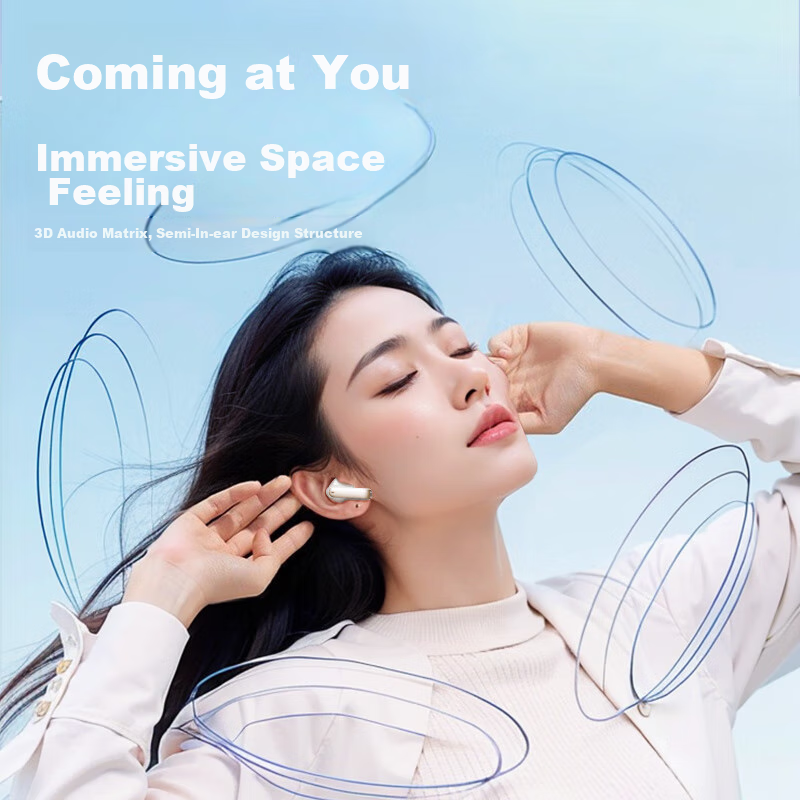 Lenovo True Wireless Bluetooth Earbuds, Semi In-Ear Headphones, Bluetooth 5.4 Mu...