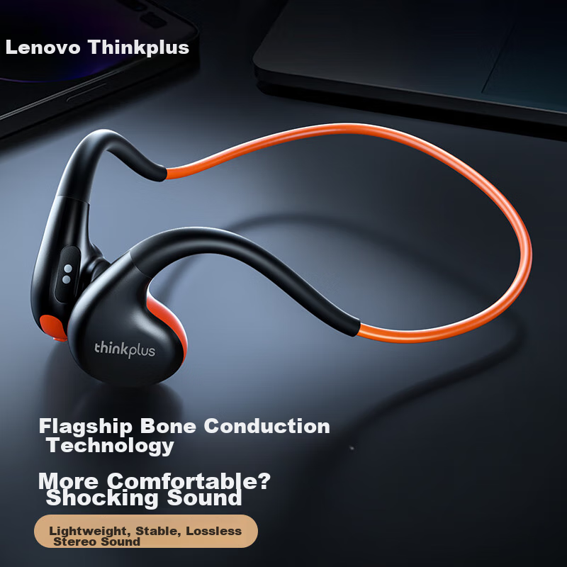 Lenovo Bone Conduction Sports Bluetooth Headphones, IPX7 Waterproof And Dustproo...
