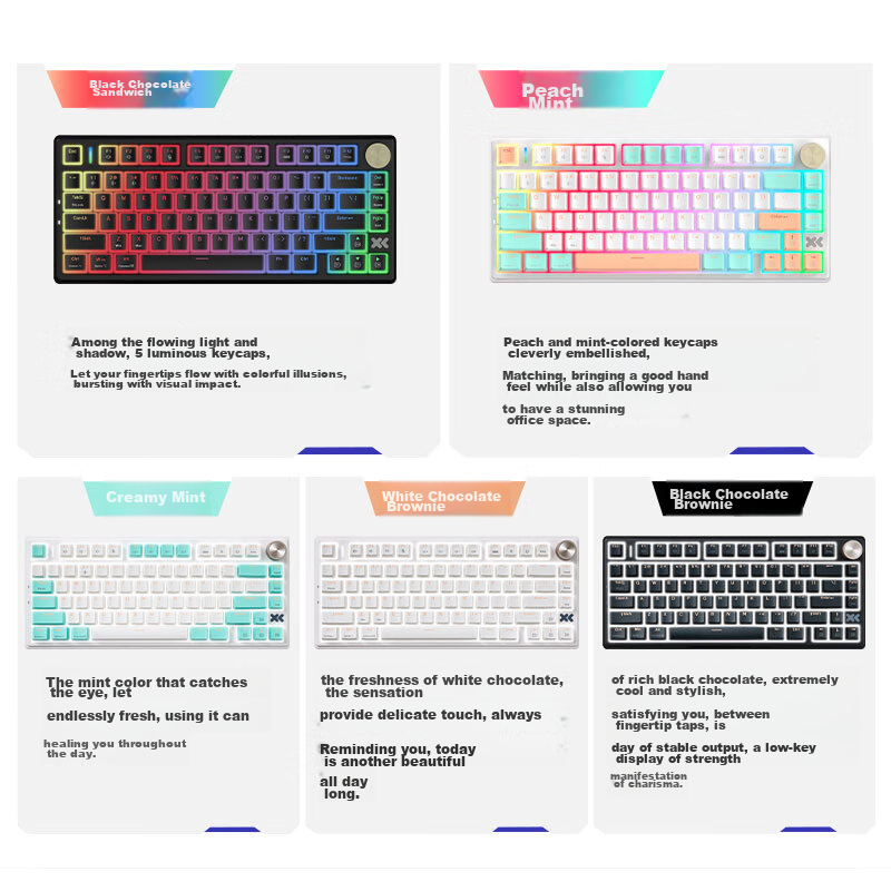 Lenovo Xiaoxin K5 Custom Mechanical Keyboard, White And Brownie, Single Mode, Ri...