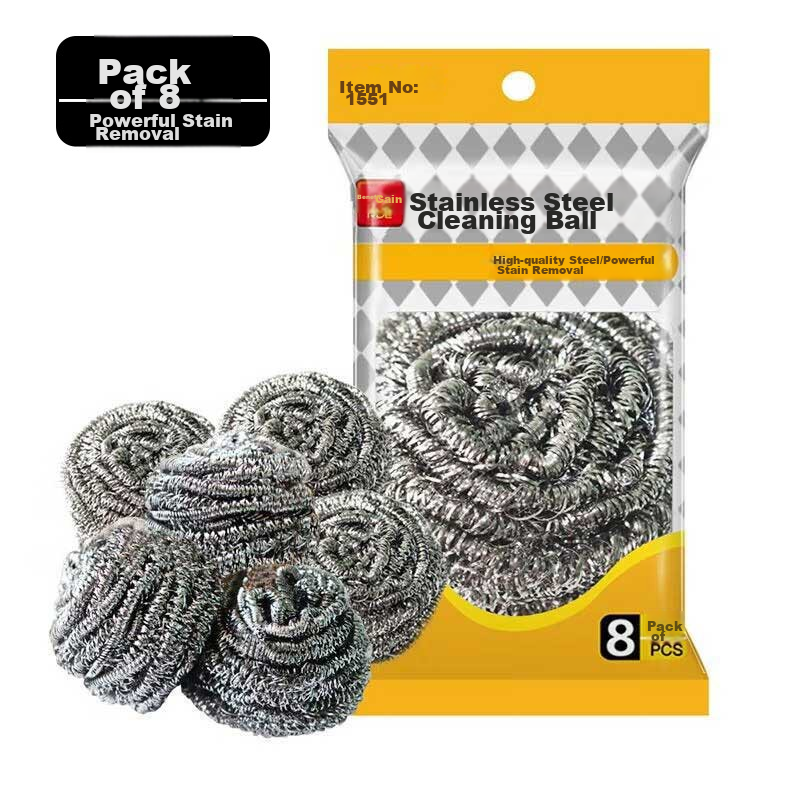 Lide Steel Wool Scrubber, 8-Pack, Household Kitchen Cleaning Brush, Easy to Clea...