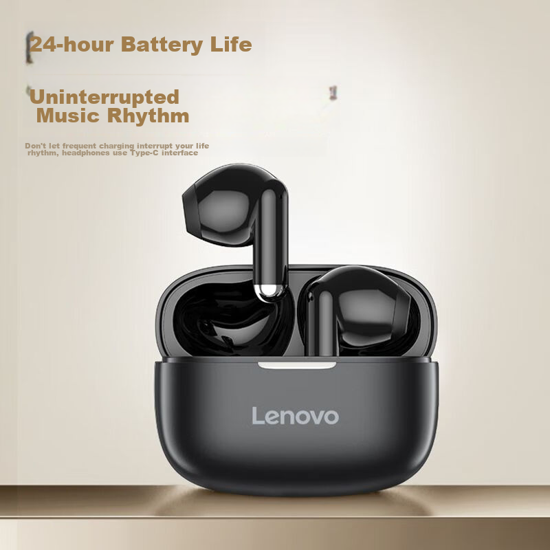 Lenovo True Wireless Bluetooth Earbuds, Semi In-Ear Headphones, Music Sports Gam...