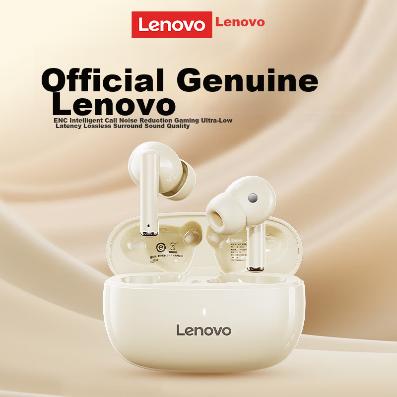 Lenovo True Wireless Bluetooth Earbuds, Semi In-Ear Bluetooth 5.4 Wireless Noise...