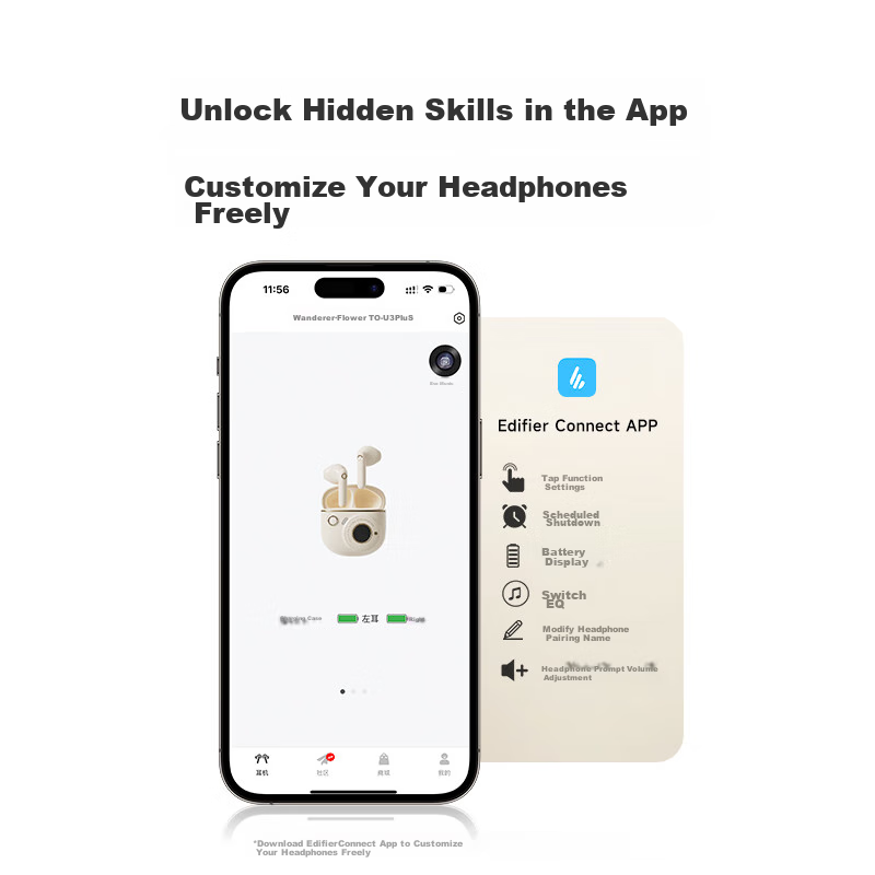 Edifier TO-U3 Plus True Wireless Bluetooth Earbuds, Semi In-Ear Headphones, Comp...