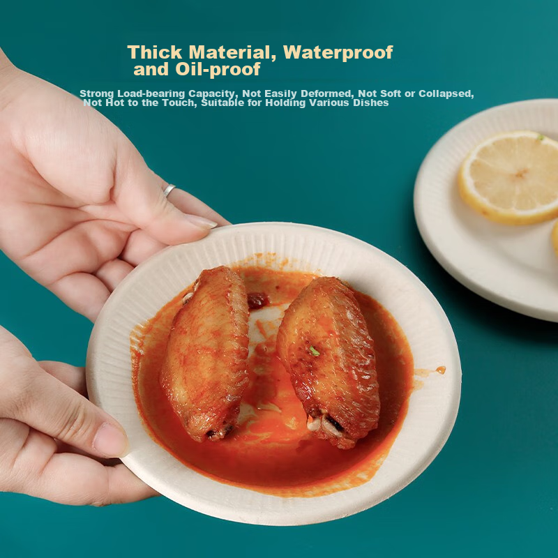 Lan Ziran Disposable Plates, 6 Inches, 20 Pieces, Natural Color, Sugarcane Pulp,...