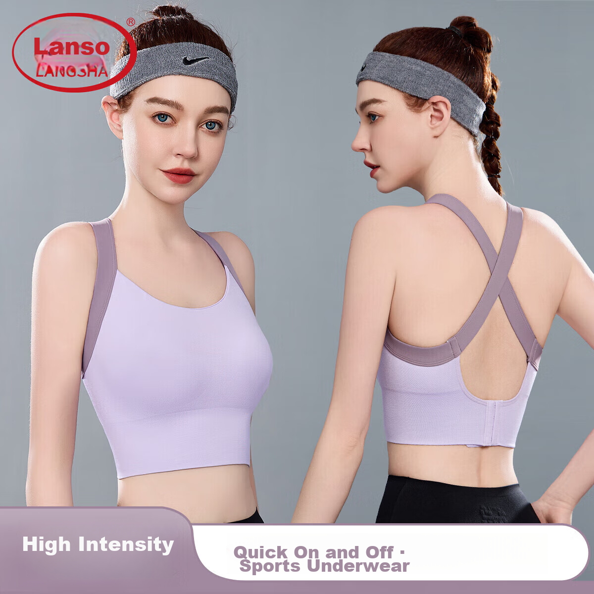 Langsha High-Intensity Sports Bra for Women, Shock-Absorbing, Large Bust, Yoga V...
