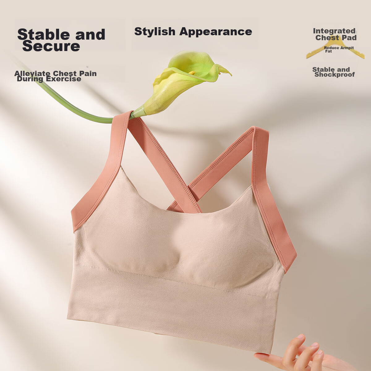 Langsha High-Intensity Sports Bra for Women, Shock-Absorbing, Large Bust, Yoga V...