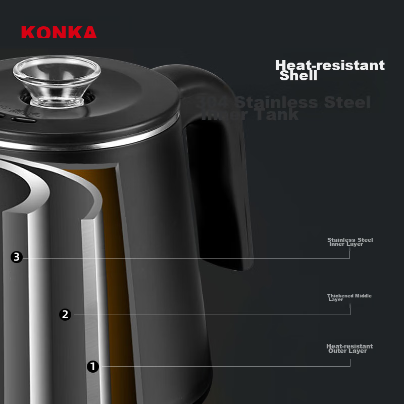 KONKA Electric Kettle, Fully Intelligent Automatic Water Filling Tea Tray, Healt...