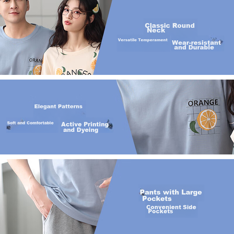 Langsha Couple's Pajamas, Summer Pure Cotton Short-Sleeve, Sweet And Cute, Women...
