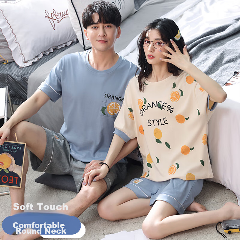 Langsha Couple's Pajamas, Summer Pure Cotton Short-Sleeve, Sweet And Cute, Women...