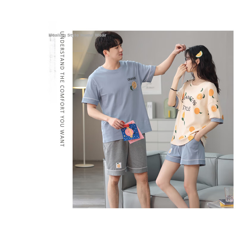 Langsha Couple's Pajamas, Summer Pure Cotton Short-Sleeve, Sweet And Cute, Women...