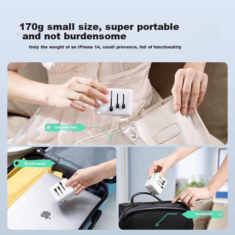 Llano Universal Travel Adapter with PD65W GaN White