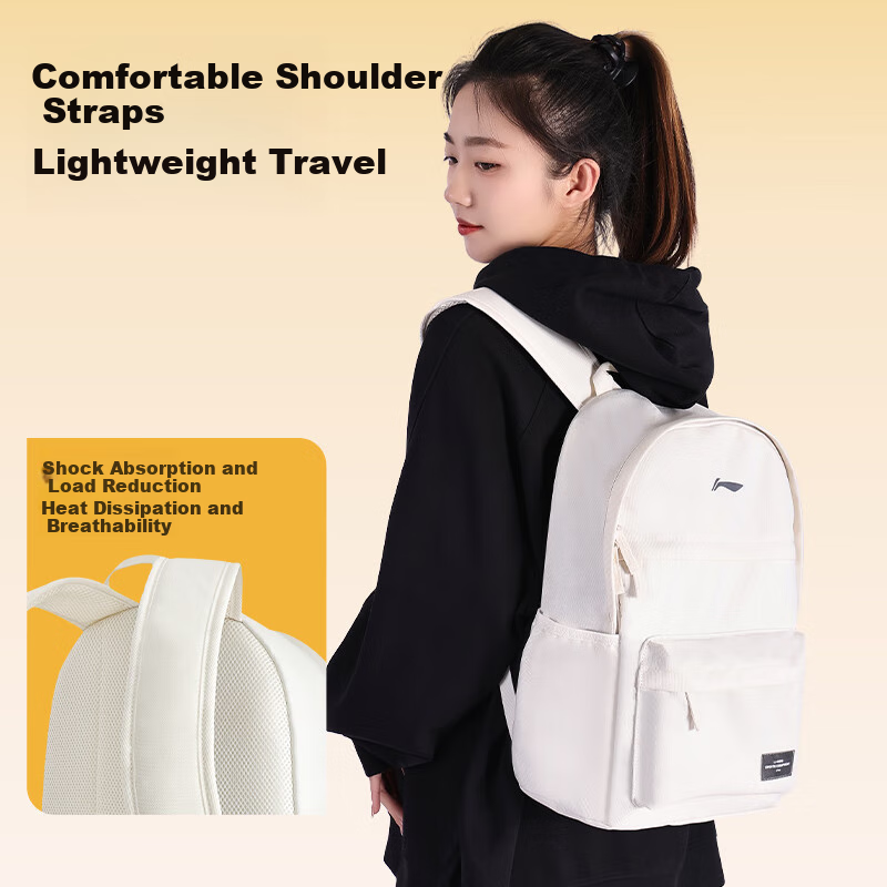 Li-Ning Unisex Backpack for Junior High School Students, Outdoor Travel Bag, Lap...