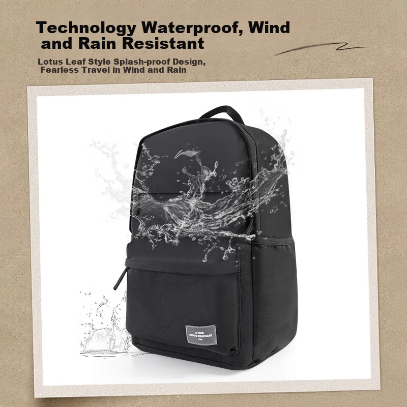 Li-Ning Unisex Backpack for Junior High School Students, Outdoor Travel Bag, Lap...