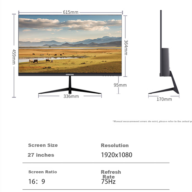 Coocaa Skyworth 27-inch HD Office Monitor 75Hz Refresh Rate Narrow Bezel Wall-Mo...
