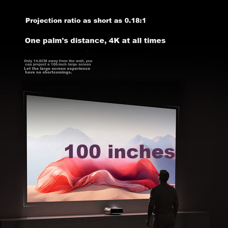 JMGO O2 Ultra 4K Ultra HD Ultra Short Throw Tri-Color Laser Projector with Elect...