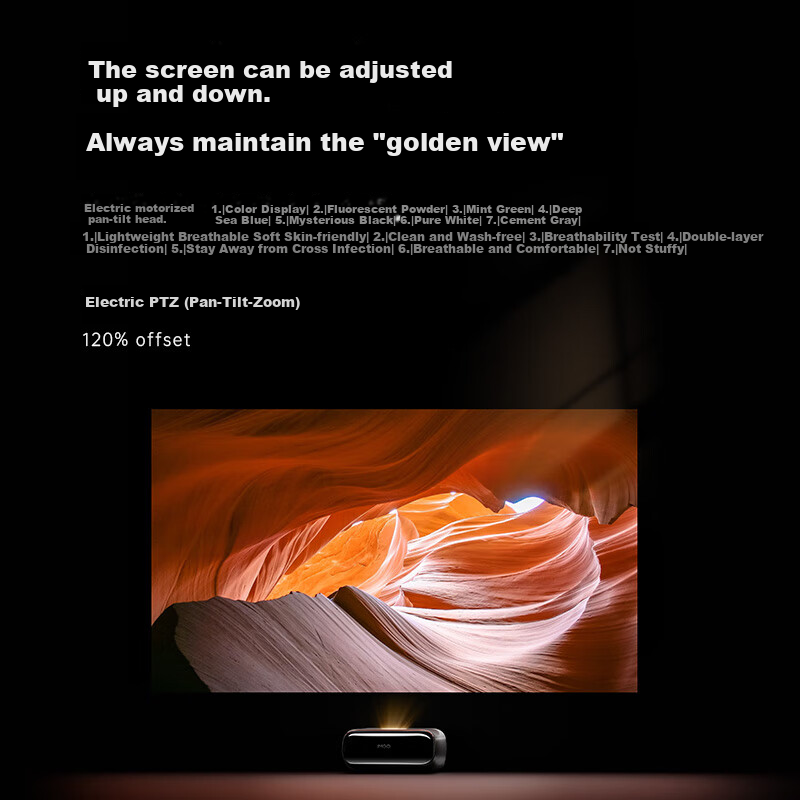 JMGO O2 Ultra 4K Ultra HD Ultra Short Throw Tri-Color Laser Projector with Elect...