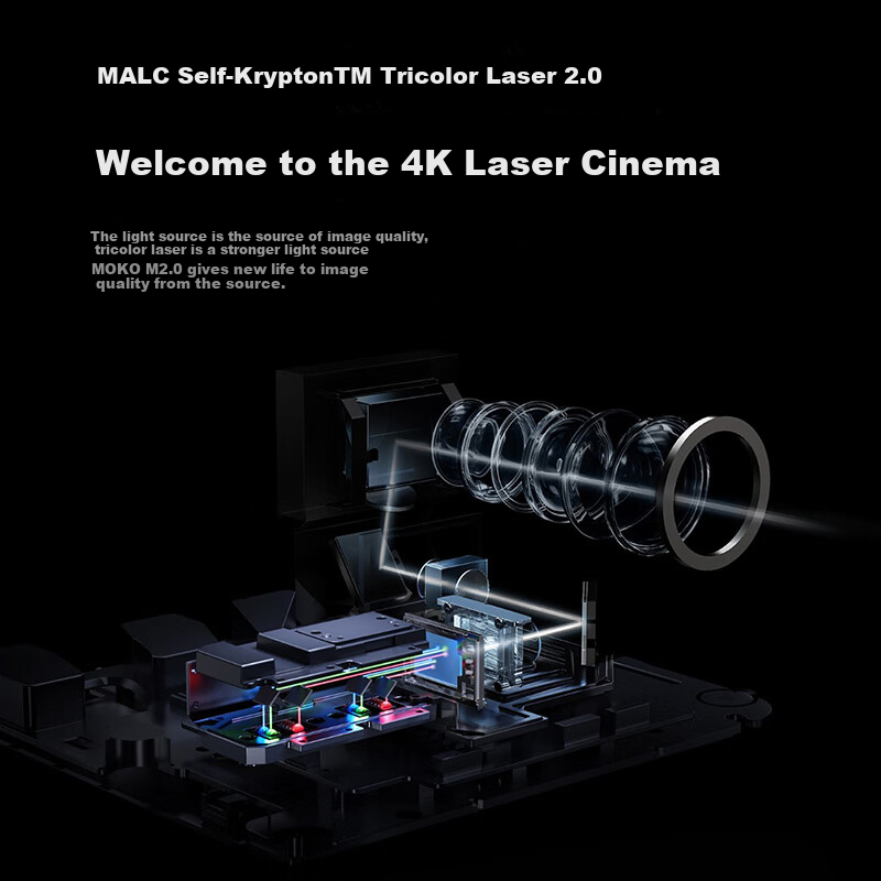 JMGO O2 Ultra 4K Ultra HD Ultra Short Throw Tri-Color Laser Projector with Elect...