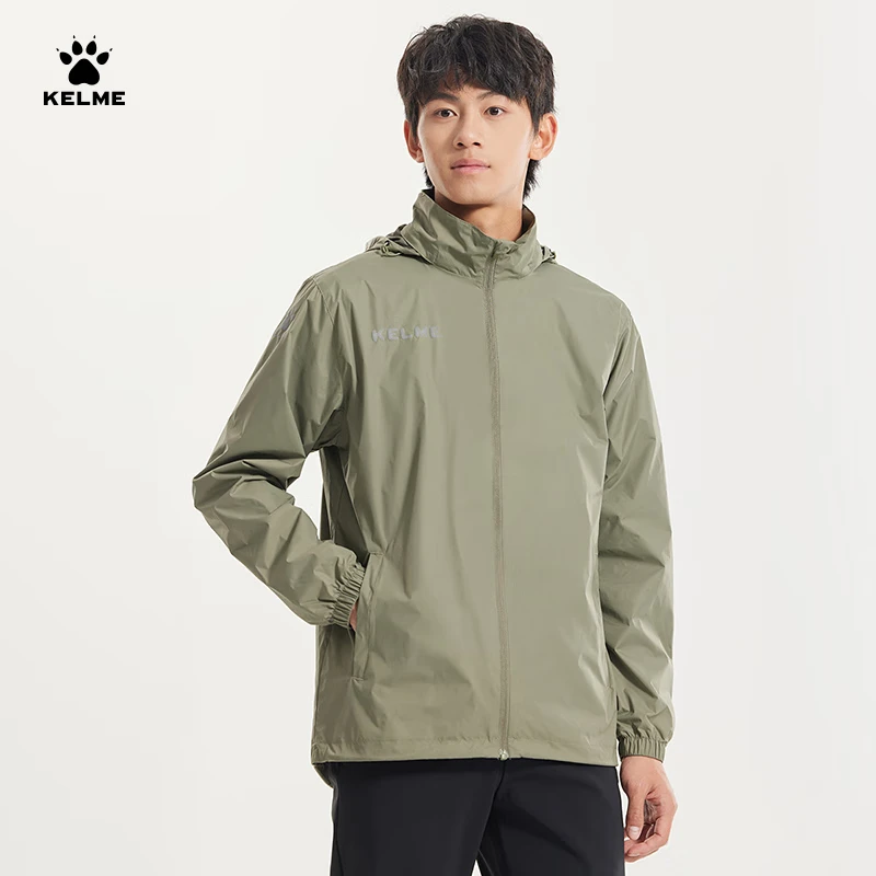 KELME Sports Jacket for Men, Windproof And Water-Resistant Coat, Hooded Football...