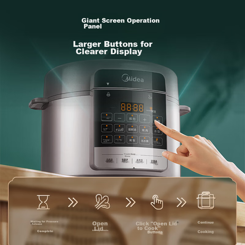 Midea Electric Pressure Cooker 6L with Special Dumpling Function, Odor Removal,...
