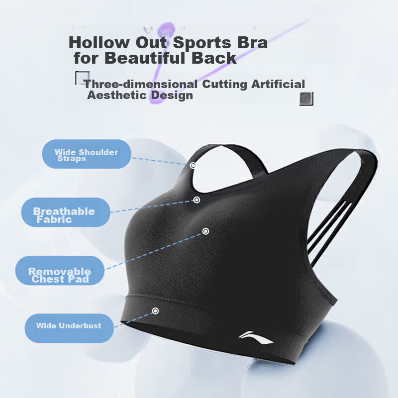 LI-NING Women's Sports Bra, High Support Yoga Bra, Beautiful Back Design, Runnin...