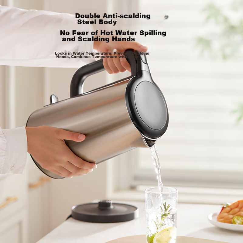 Midea Electric Kettle, 2L Seamless Double-Layer Anti-Scalding Electric Kettle, 3...