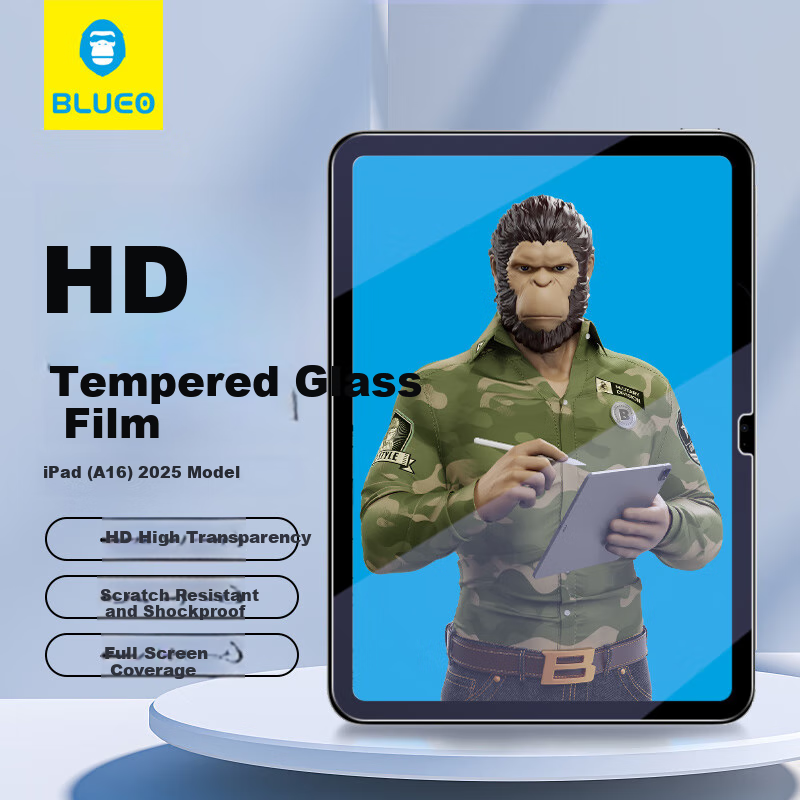 Mr. Blue Gorilla iPad Tempered Glass Screen Protector for iPad 2025/2022 New Mod...