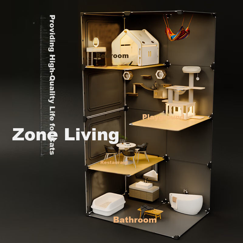 ColesHome Cat Cage with Litter Box, Suitable for Small Cats, Indoor Double-Layer...