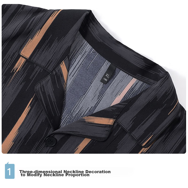 Langsha Ice Silk Pajamas for Men, Cool-Feeling Summer Short-Sleeve Shorts Set, L...