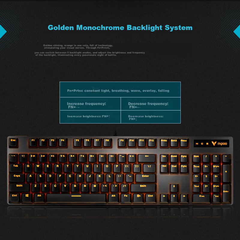 Rapoo V500PRO Single Backlit Mechanical Keyboard, Wired Full-Size 104-Key Gaming...