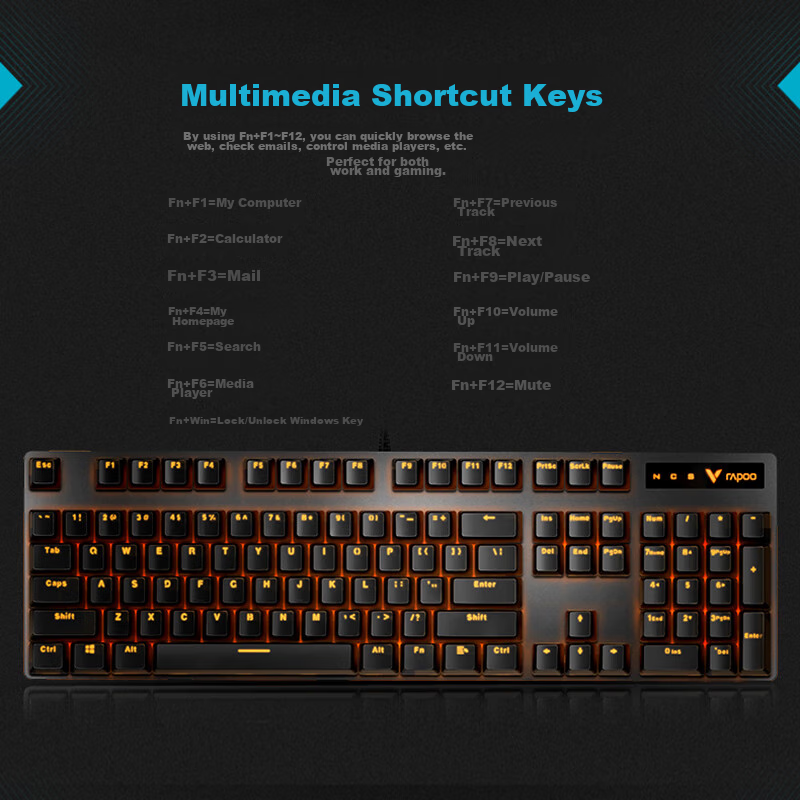 Rapoo V500PRO Single Backlit Mechanical Keyboard, Wired Full-Size 104-Key Gaming...