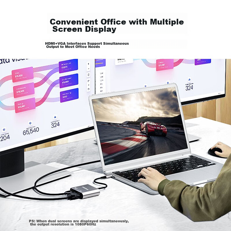 Liantuo Type-C Expansion Dock, USB-C to HDMI/VGA Converter, 4K, for Apple Comput...