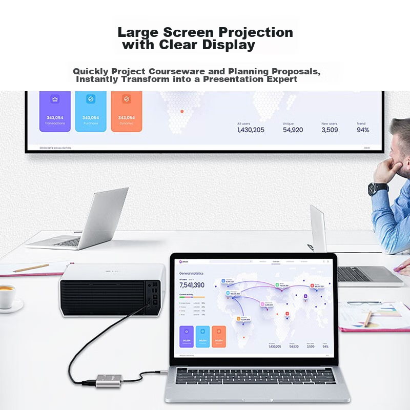 Liantuo Type-C Expansion Dock, USB-C to HDMI/VGA Converter, 4K, for Apple Comput...
