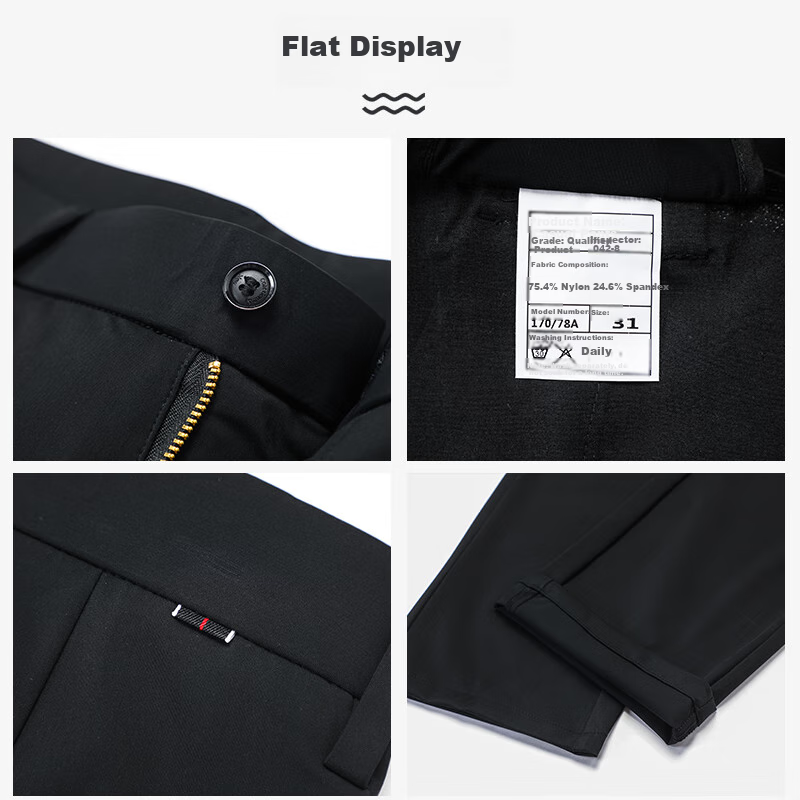 ROMON High Elasticity Ice Silk Casual Pants Men's Business Slim Straight Long Pa...