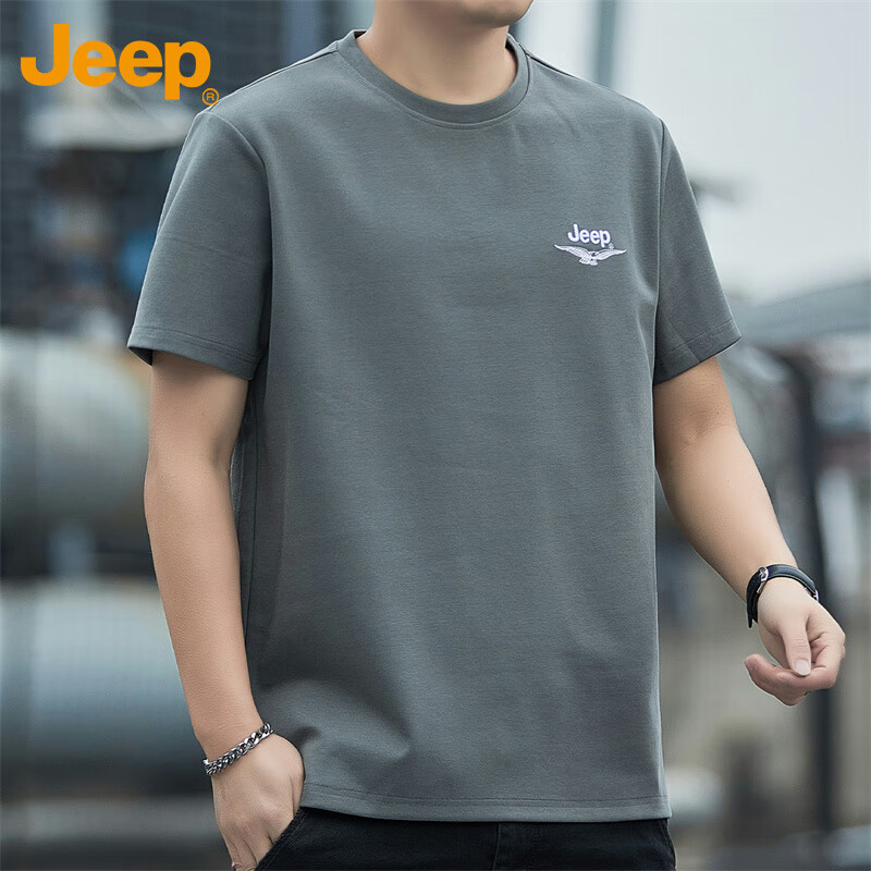JEEP Men's Short Sleeve T-shirt Spring Summer Loose Cool Round Neck Casual Sport...