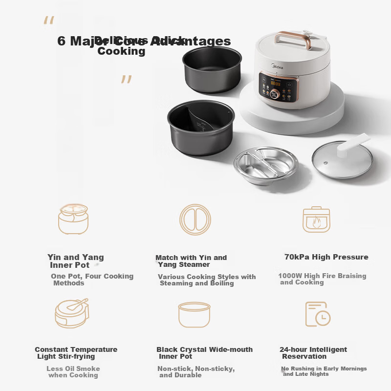 Midea Electric Pressure Cooker【Creative Mandarin Ducks】Home 4L Double-Liner Hi...