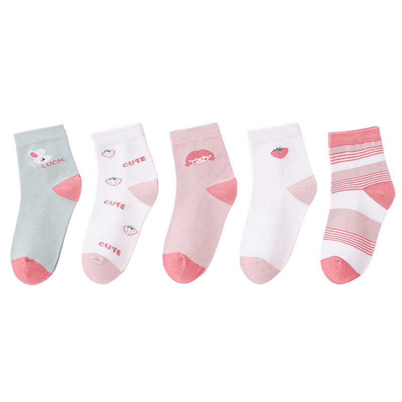 Langsha Children's Socks, Girls' Mid-Calf Cotton Socks for All Seasons, Student...
