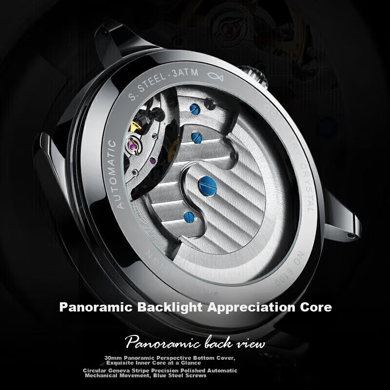 FAIRWHALE Men's Fully Automatic Skeleton Mechanical Watch, Water-Resistant, Chin...