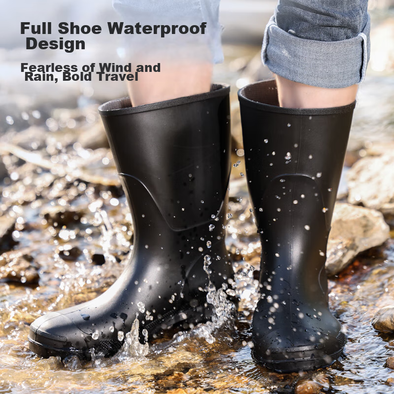 Blue Owl Shield Rain Boots for Men, High-Top Waterproof Shoes, Outdoor Non-Slip...