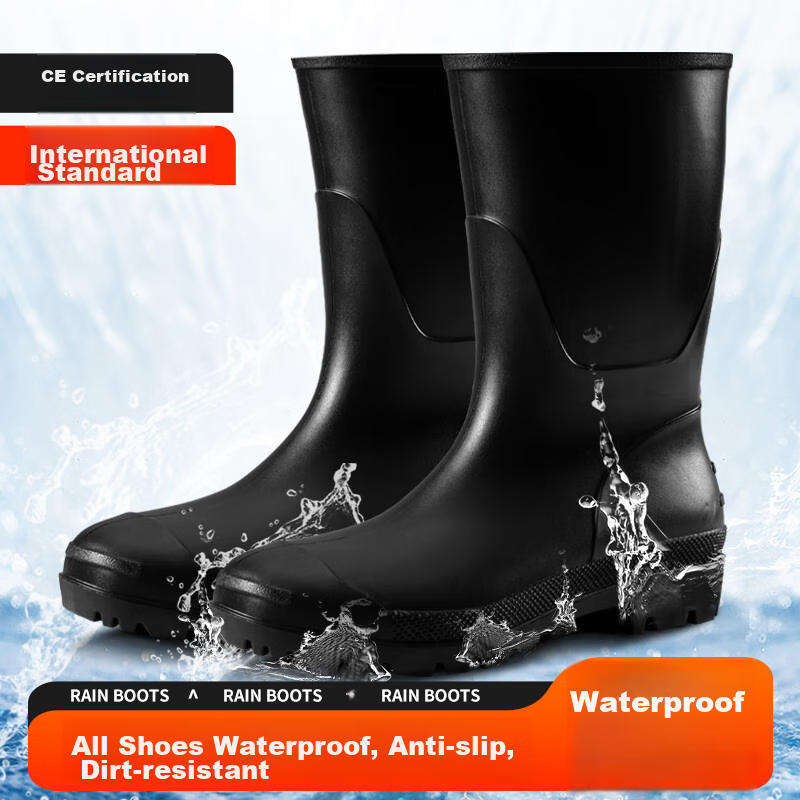 Blue Owl Shield Rain Boots for Men, High-Top Waterproof Shoes, Outdoor Non-Slip...