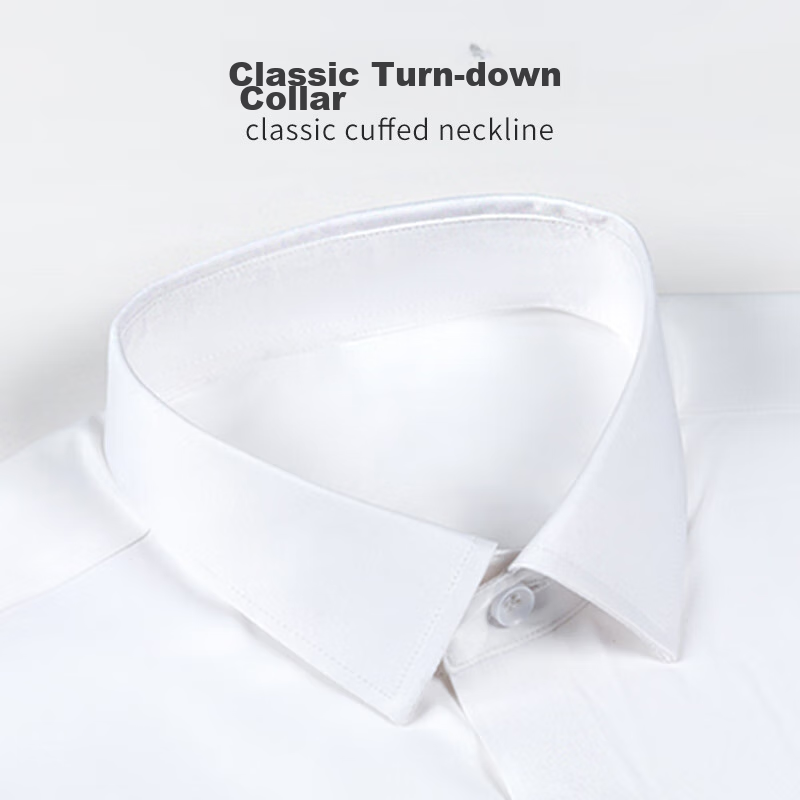 ROMON [Mulberry Silk Non-Iron] Long-Sleeve Shirt, Men's White Dress Shirt, Slim...