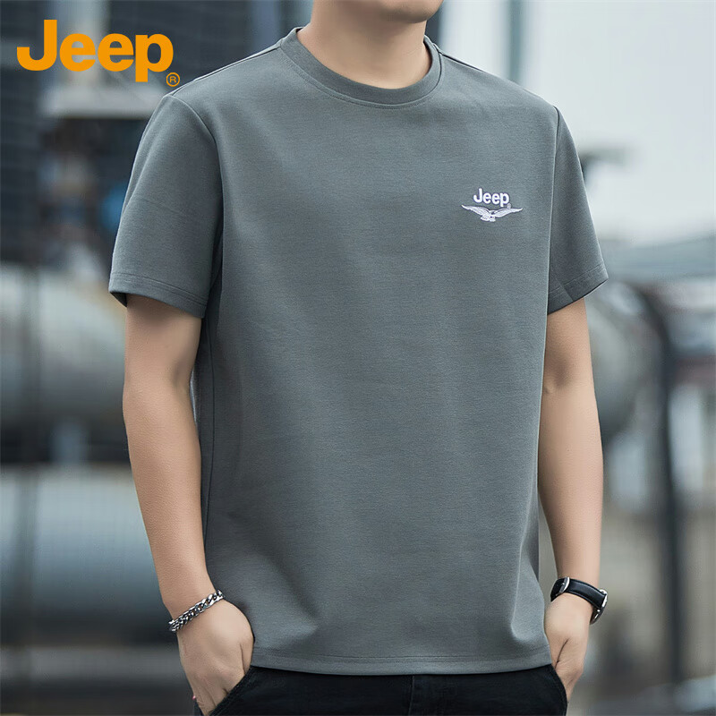 JEEP Men's Short Sleeve T-shirt Spring Summer Loose Cool Round Neck Casual Sport...