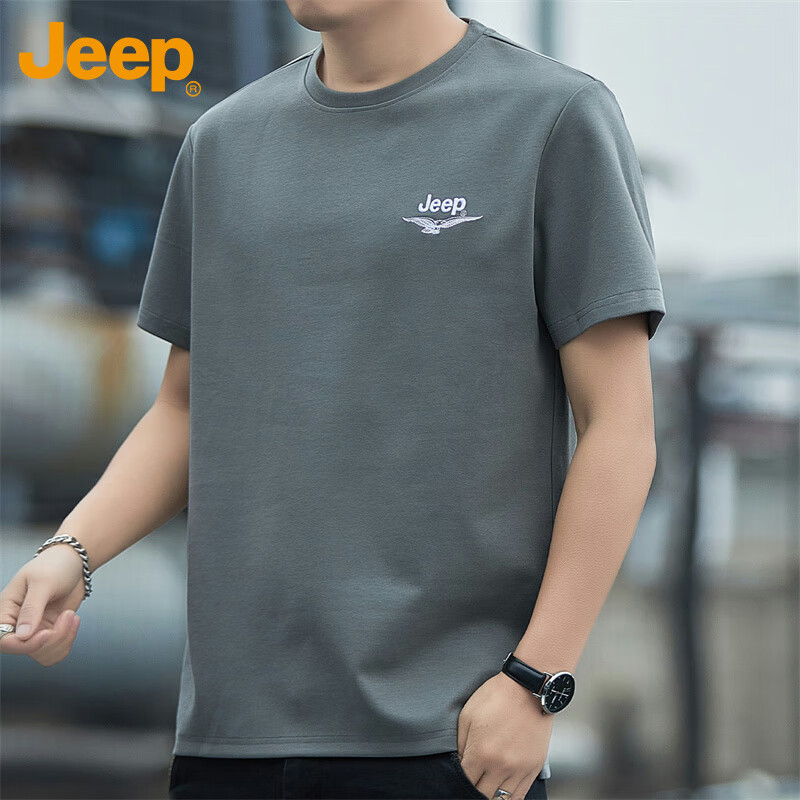 JEEP Men's Short Sleeve T-shirt Spring Summer Loose Cool Round Neck Casual Sport...