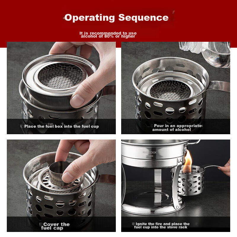 Meichun (Maxcook) 304 Stainless Steel Hot Pot, Alcohol Stove Small Hot Pot Dry P...