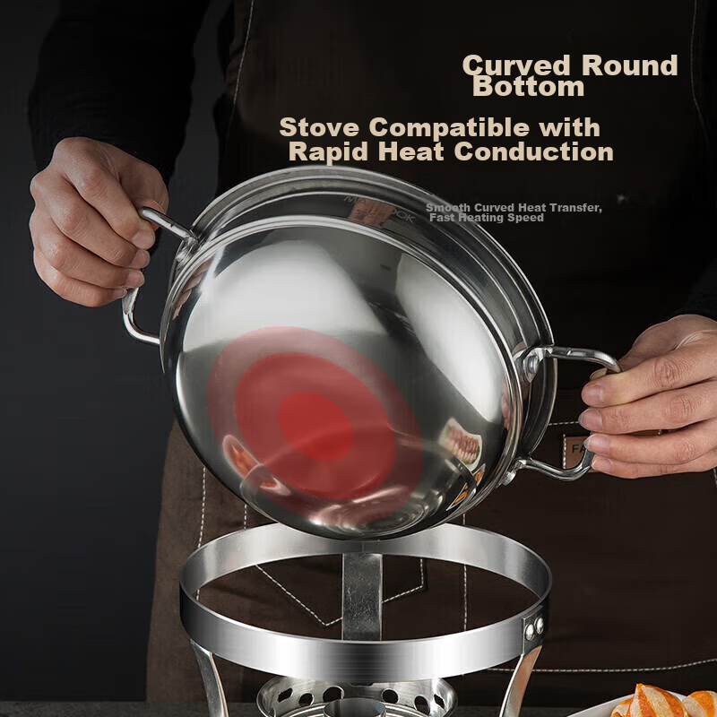 Meichun (Maxcook) 304 Stainless Steel Hot Pot, Alcohol Stove Small Hot Pot Dry P...