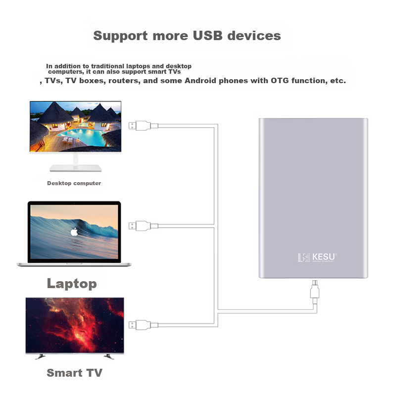 KESU 1TB Portable Hard Drive, Large Capacity, USB3.0 K201, 2.5-Inch, Large USB F...