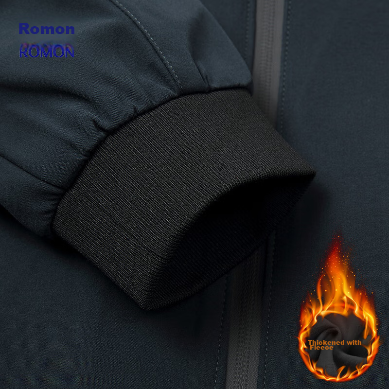 ROMON Jacket for Men, Winter Fleece-Lined Coat, Stand-Up Collar, Versatile Execu...