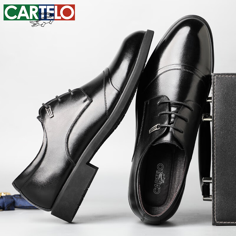CARTELO Men's Business British Style Cowhide Dress Shoes All-match Men's Wedding...