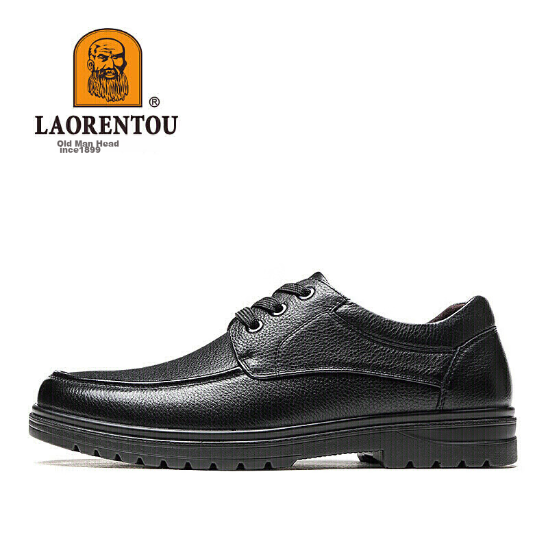 LAORENTOU Leather Shoes for Men, Top-Grain Cowhide, Business Casual Shoes, Lace-...